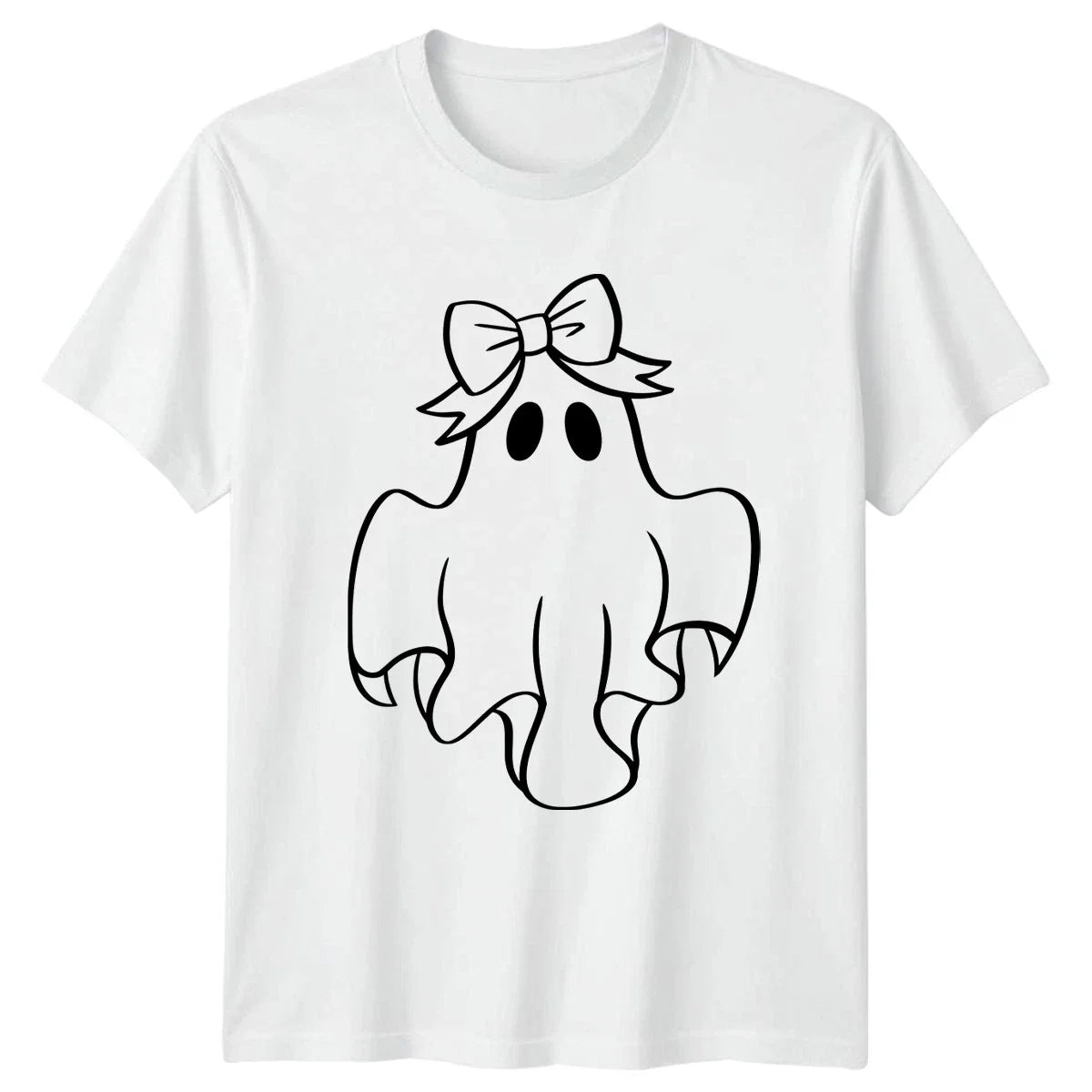 Cute Ghost Bow Halloween Mens Womens Graphic Tee Unisex Top Unisex , , , Long Sleeve Tee