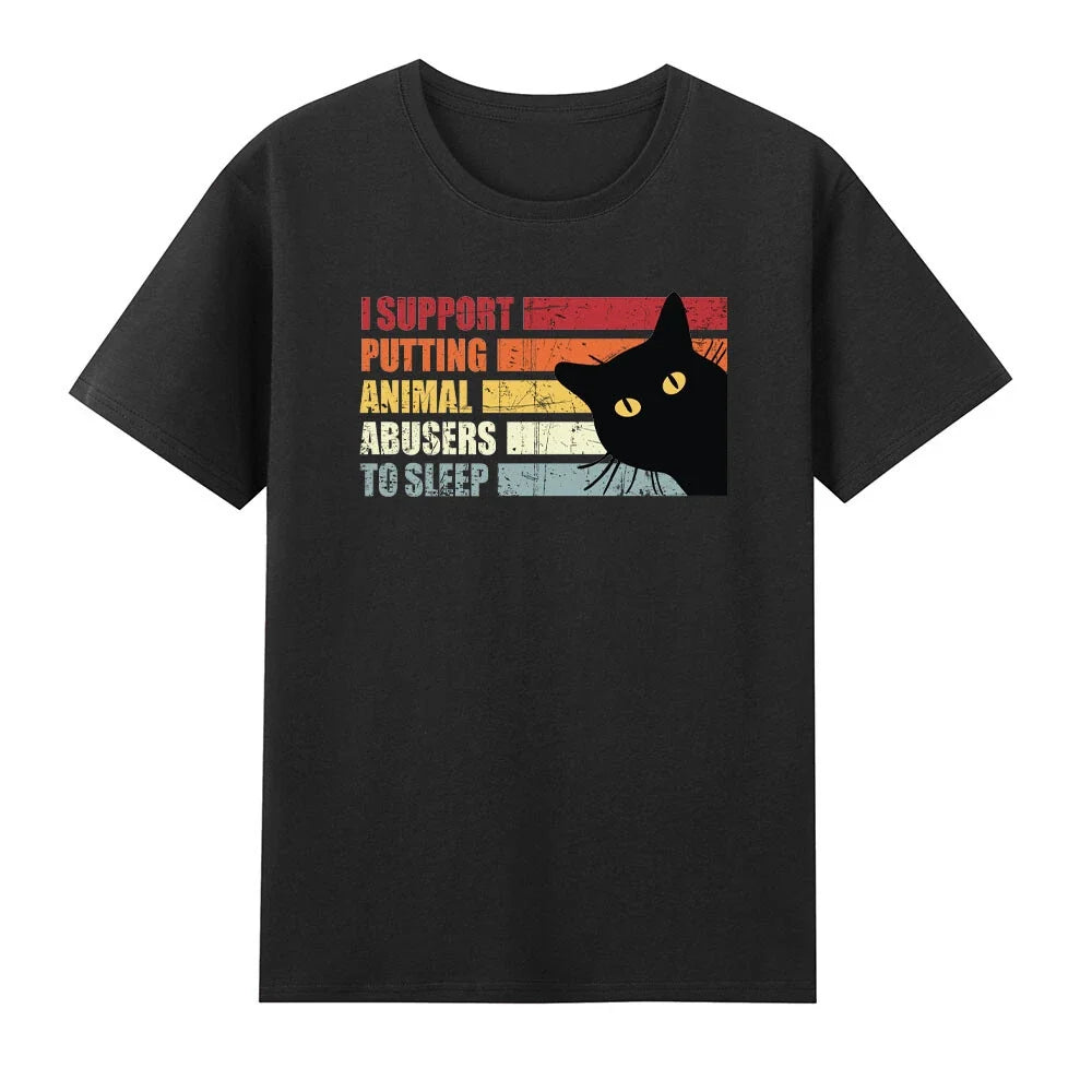 I Support Putting Animal Abusers To Sleep Funny Black Cats Unisex , , , Long Sleeve Tee
