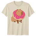 Funny Donut Capybara Cute Dessert Capybara Donuts Animals Birthday Unisex , , , Long Sleeve Tee
