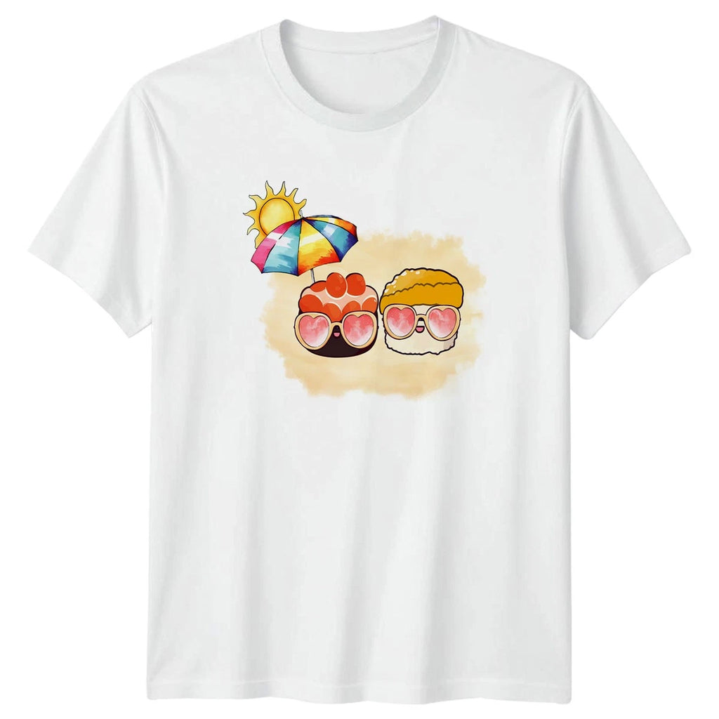 Kawaii Sushi Summer Beach Sun Womens T-Shirt Kawaii Sushi Food Gift For Her