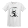 I'm Fine Everything Is Fine Funny Cat Kitten Cute Top Tee Unisex , , , Long Sleeve Tee