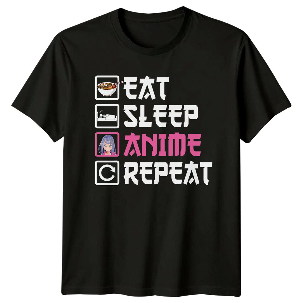 Eat Sleep Anime Repeat Ramen Kawaii Girl Graphic T-Shirt