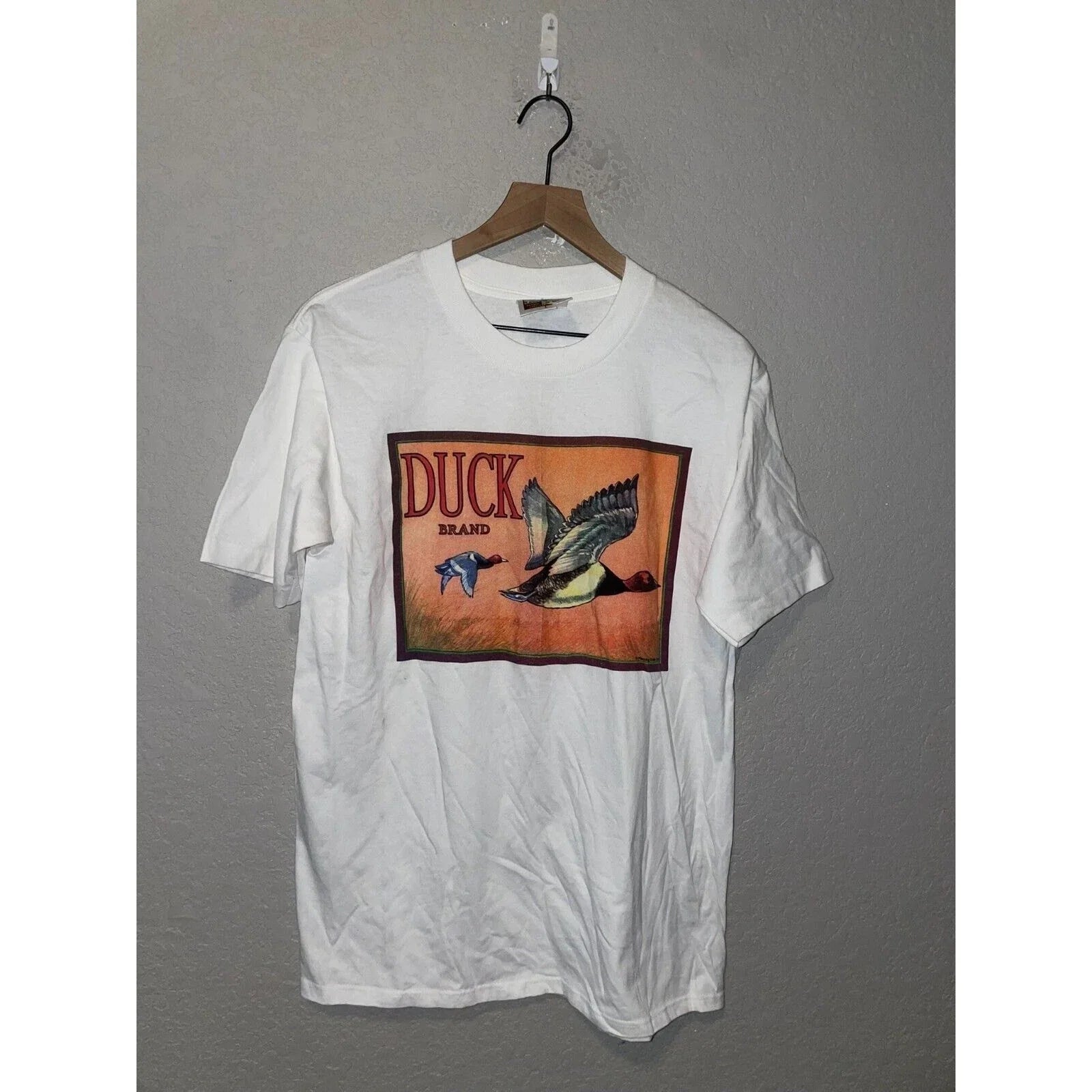 Vintage Duck Shirt Bird Art Artistic Orange Labels Tee Packing Crate Classics L Unisex , , , Long Sleeve Tee
