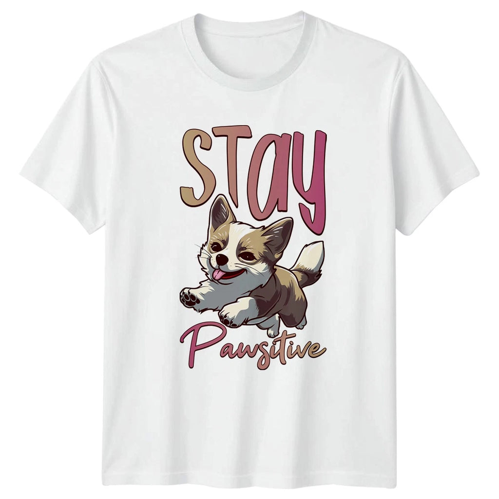 Stay Pawsitive Corgi Dog Puppy T-Shirt Pet Lover Birthday Gift For Him And Her