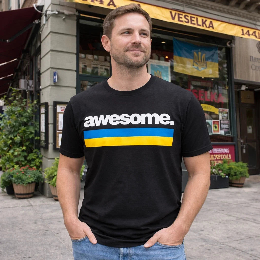 Awesome Ukraine Flag – Minimalist Ukrainian Colors Black Mens Tee Unisex , , , Long Sleeve Tee