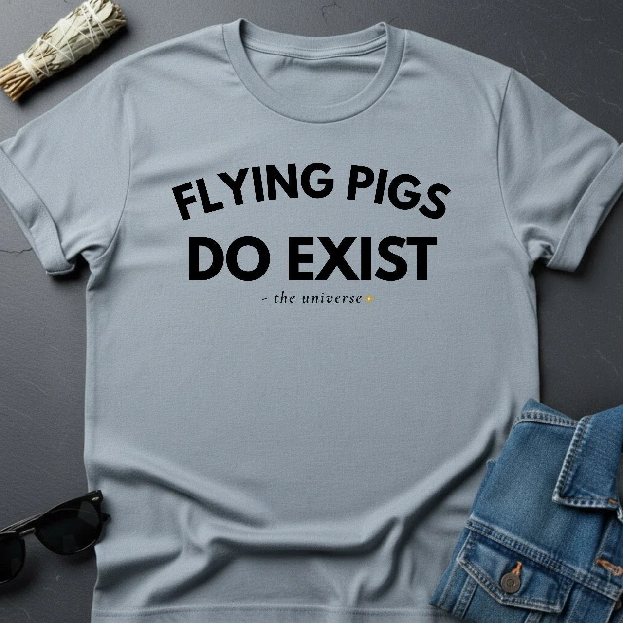 Flying Pigs Do Exist - Sarcastic Cosmic Inspirational Unisex , , , Long Sleeve Tee