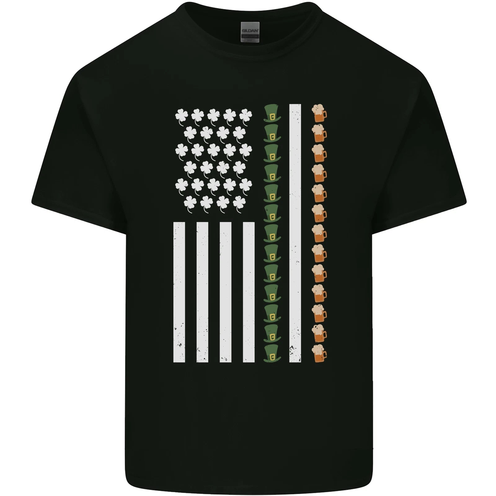 St Patricks Day USA Flag America Beer Alcohol Mens Light Cotton T-Shirt