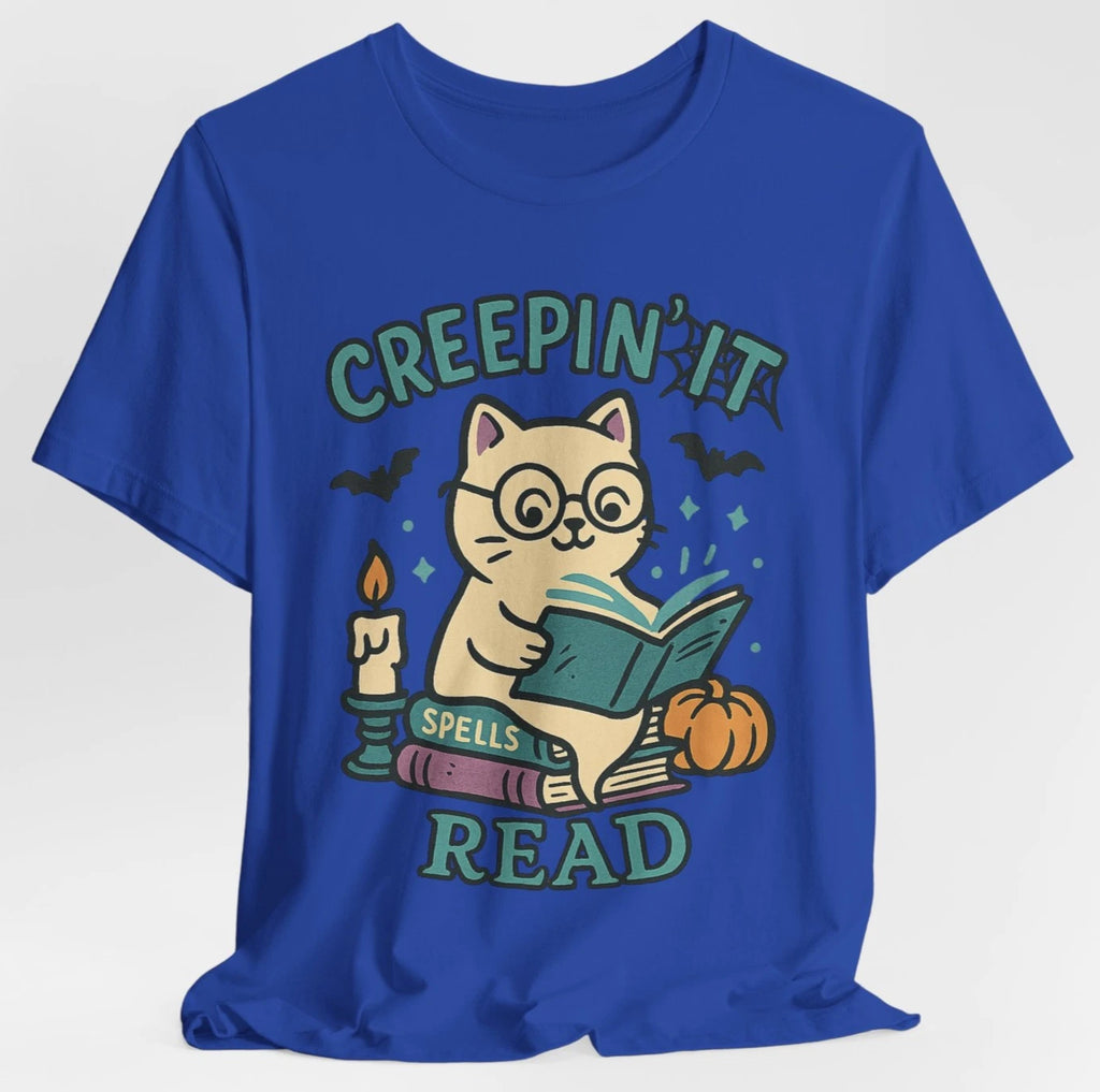 Creepin’ It Read Halloween Cat T-Shirt, Book Lover, Teachers, Librarian & Reader