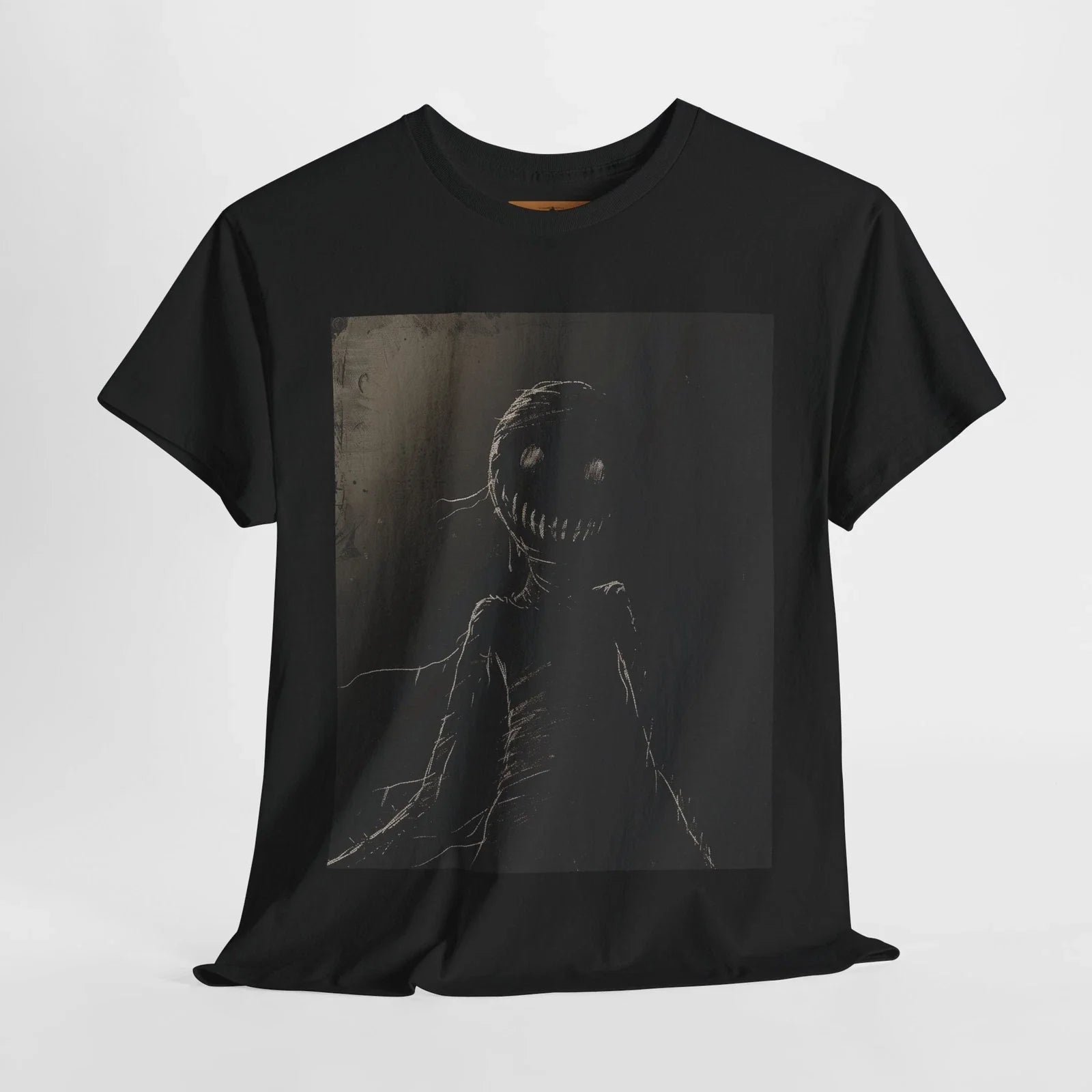 Eerie Shadow Humanoid – Stretched Grin and Void Eyes Horror Art Unisex , , , Long Sleeve Tee