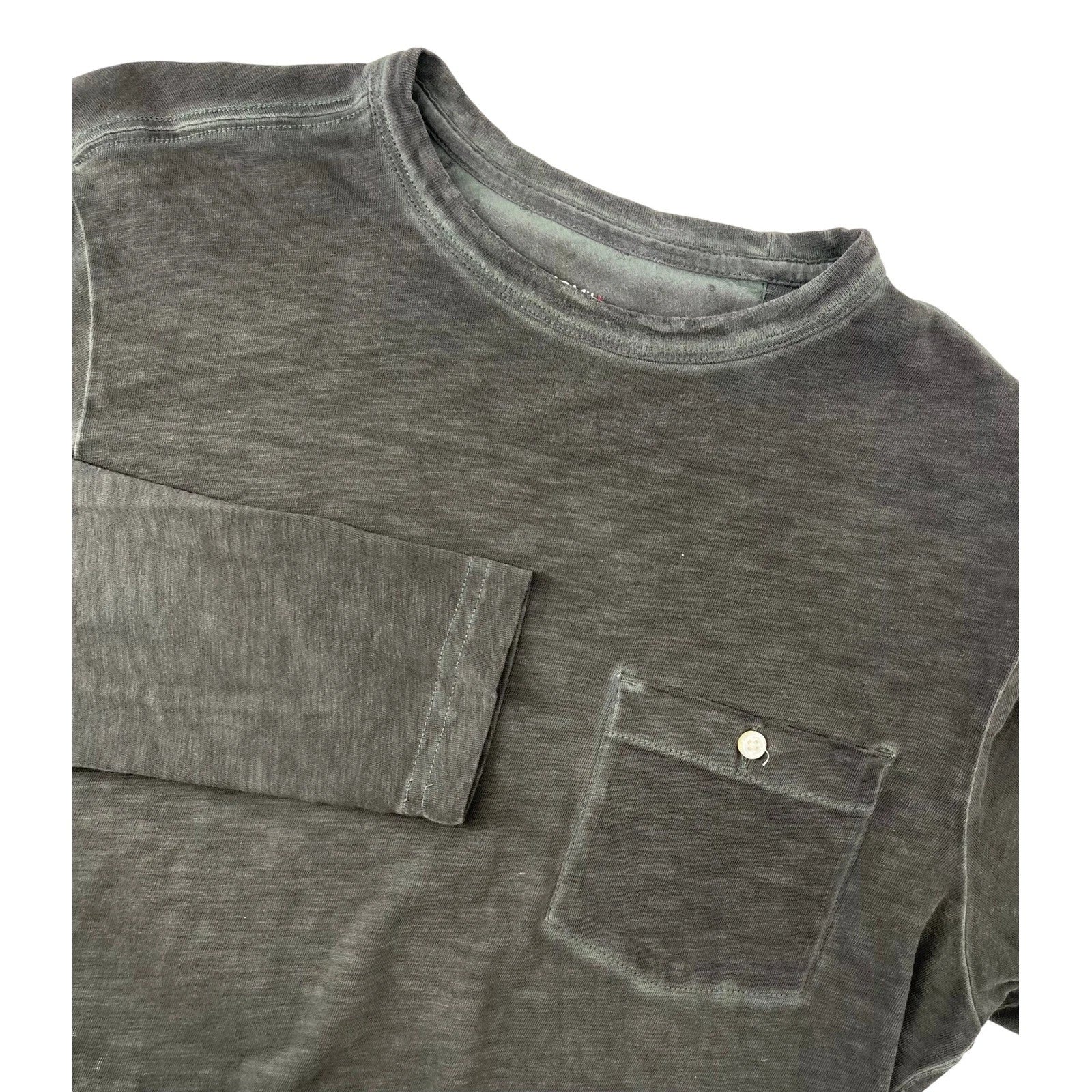 UNTUCKit Kellian Mens Small Gray Mineral Wash Cotton Long Sleeve Pocket Unisex , , , Long Sleeve Tee