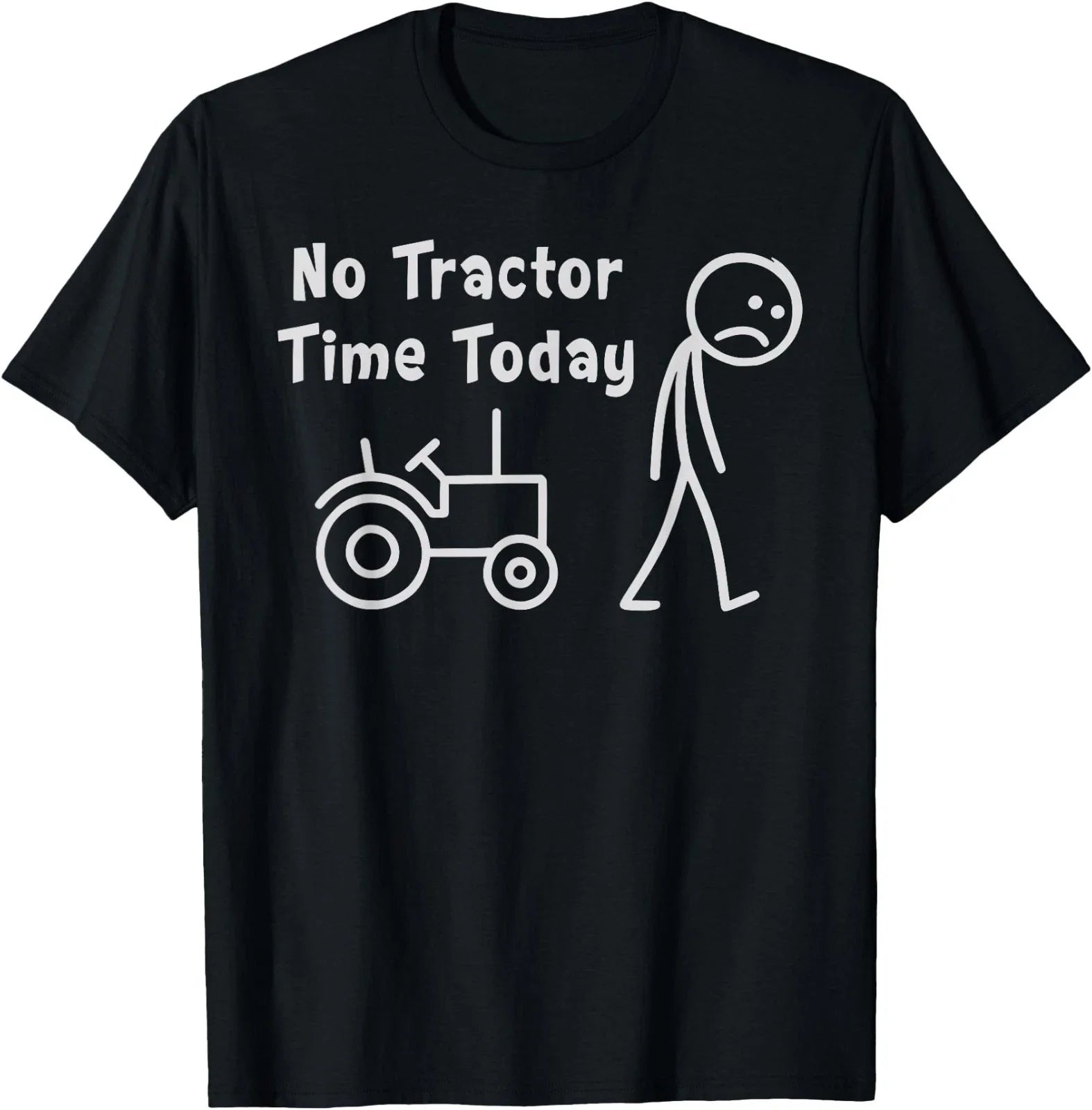No Tractor Time Today Funny Farmer Stickman Minimalist Art Unisex , , , Long Sleeve Tee