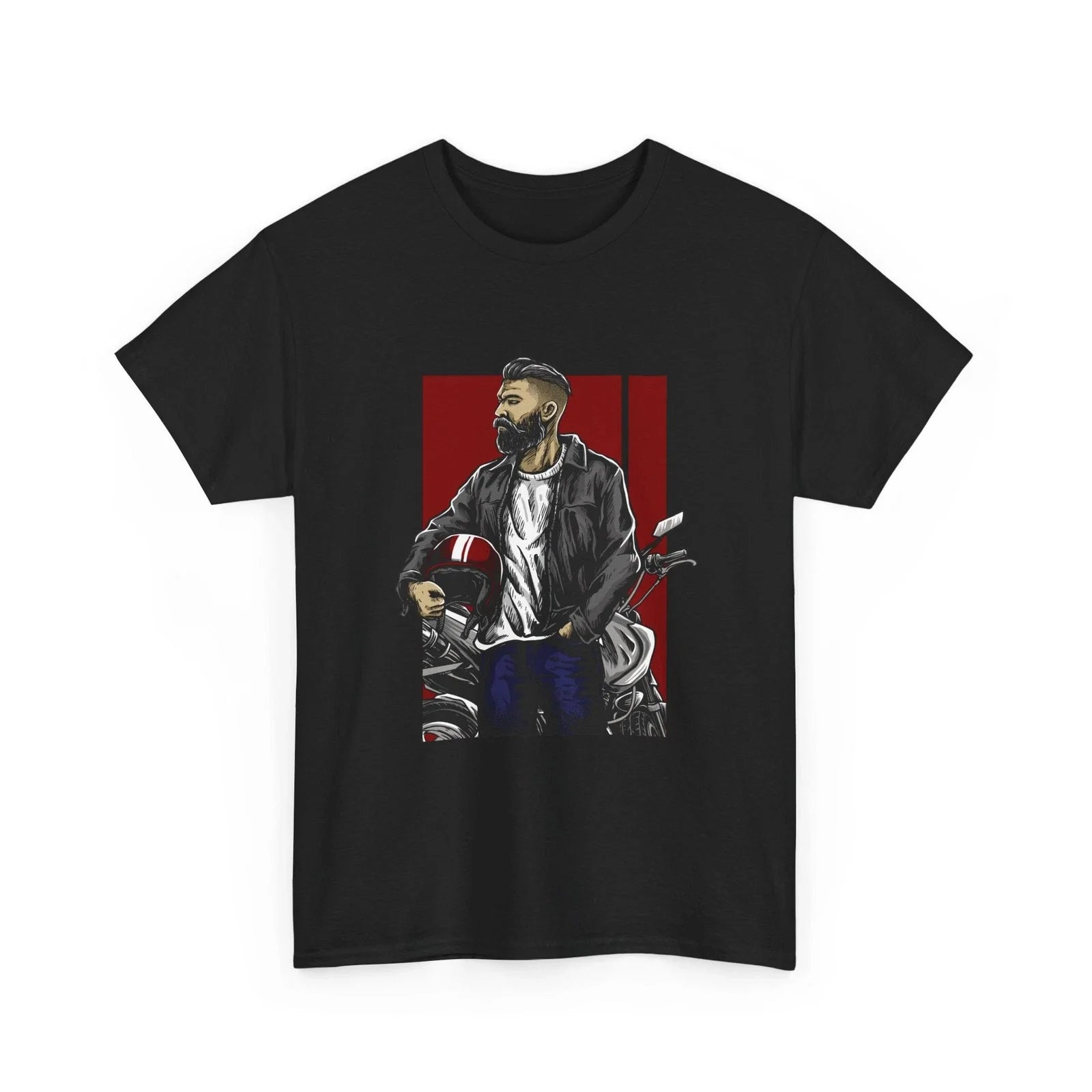 Biker Guy Illustration Tee | Motorcycle Rider Graphic Shirt, Cool Shirt Unisex , , , Long Sleeve Tee