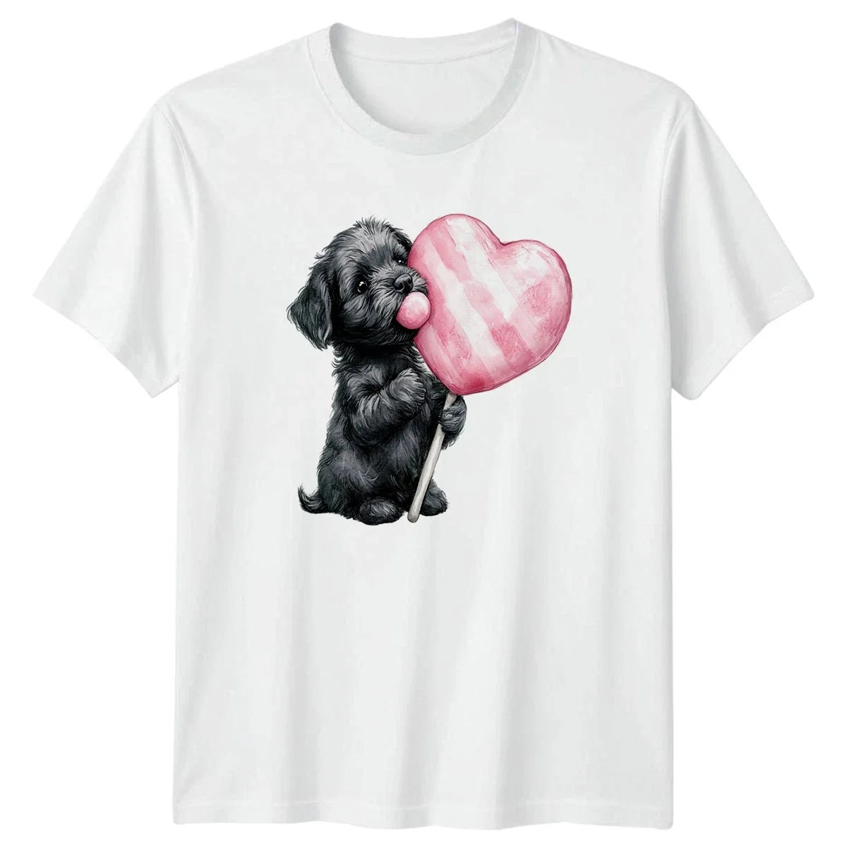 Puppy With Lollipop Dogs Animals Mens Womens Tee Graphic Unisex Top Unisex , , , Long Sleeve Tee