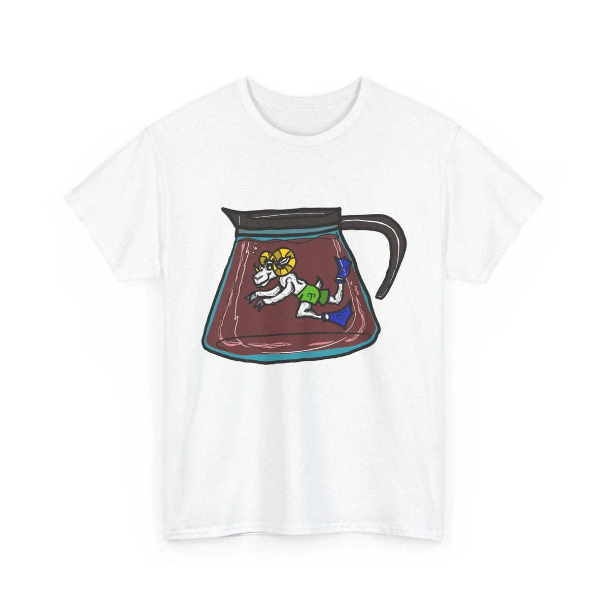 Aries, Coffee Swimming Ram Unisex , , , Long Sleeve Tee