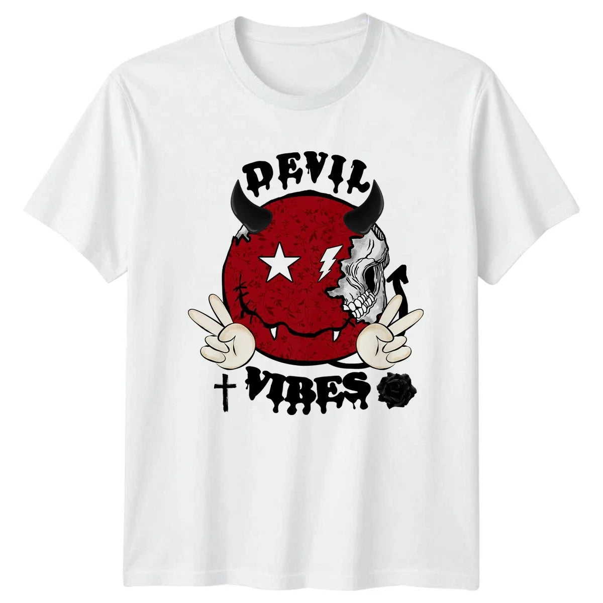 Devil Vibes Edgy Aesthetic Streetwear Birthday Gift For Him And Her Unisex , , , Long Sleeve Tee
