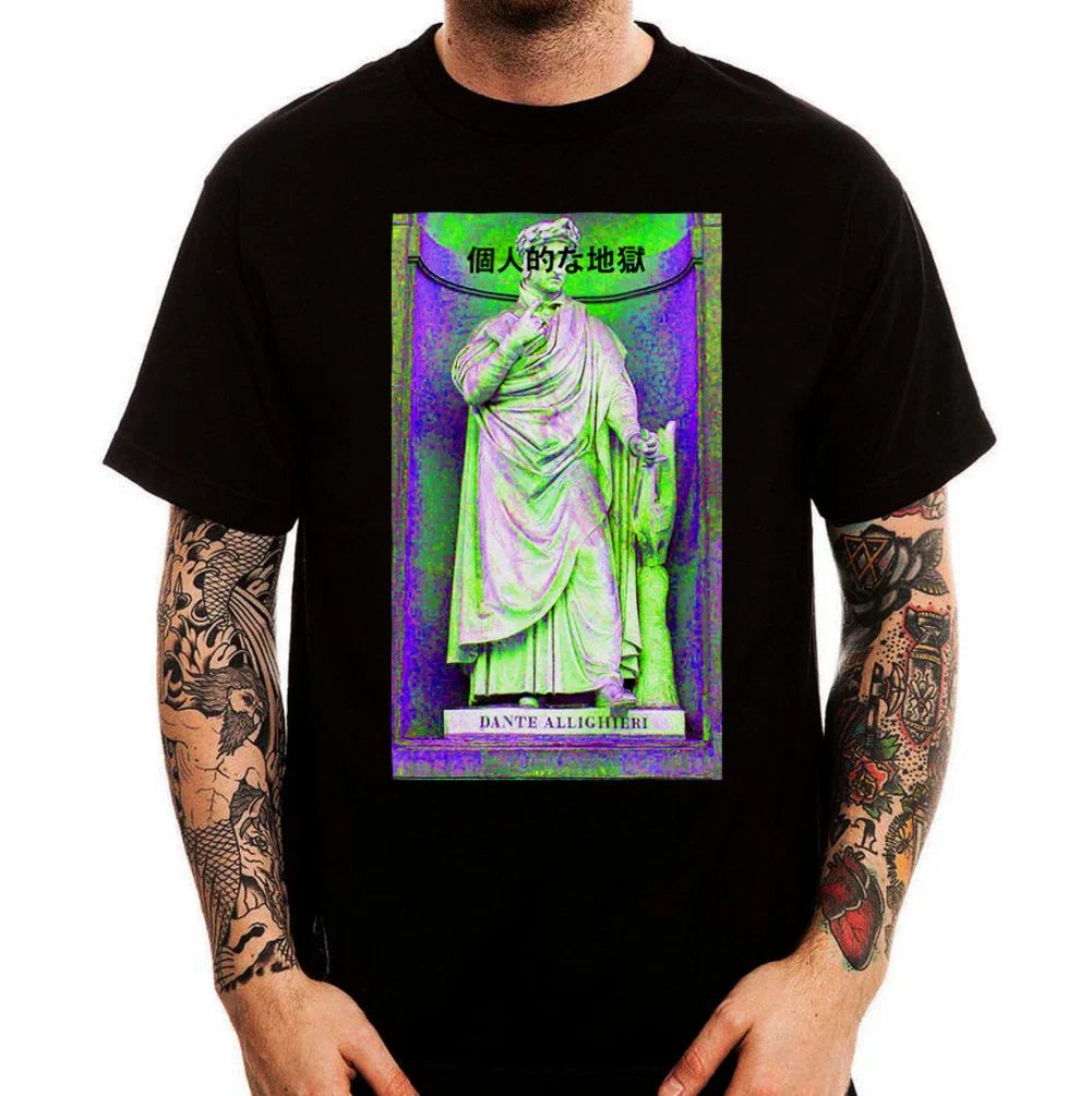 Dante Alighieri Japanese Aesthetic Vaporwave Printed Cotton Men's Top Unisex , , , Long Sleeve Tee