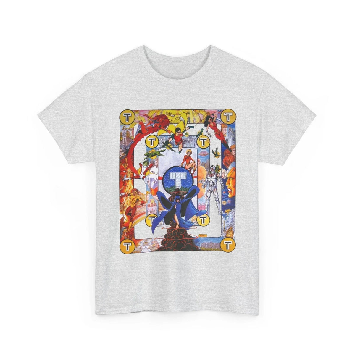 New Teen Titans Poster - George Perez Art - Cyborg, Raven, Robin, Terra Unisex , , , Long Sleeve Tee