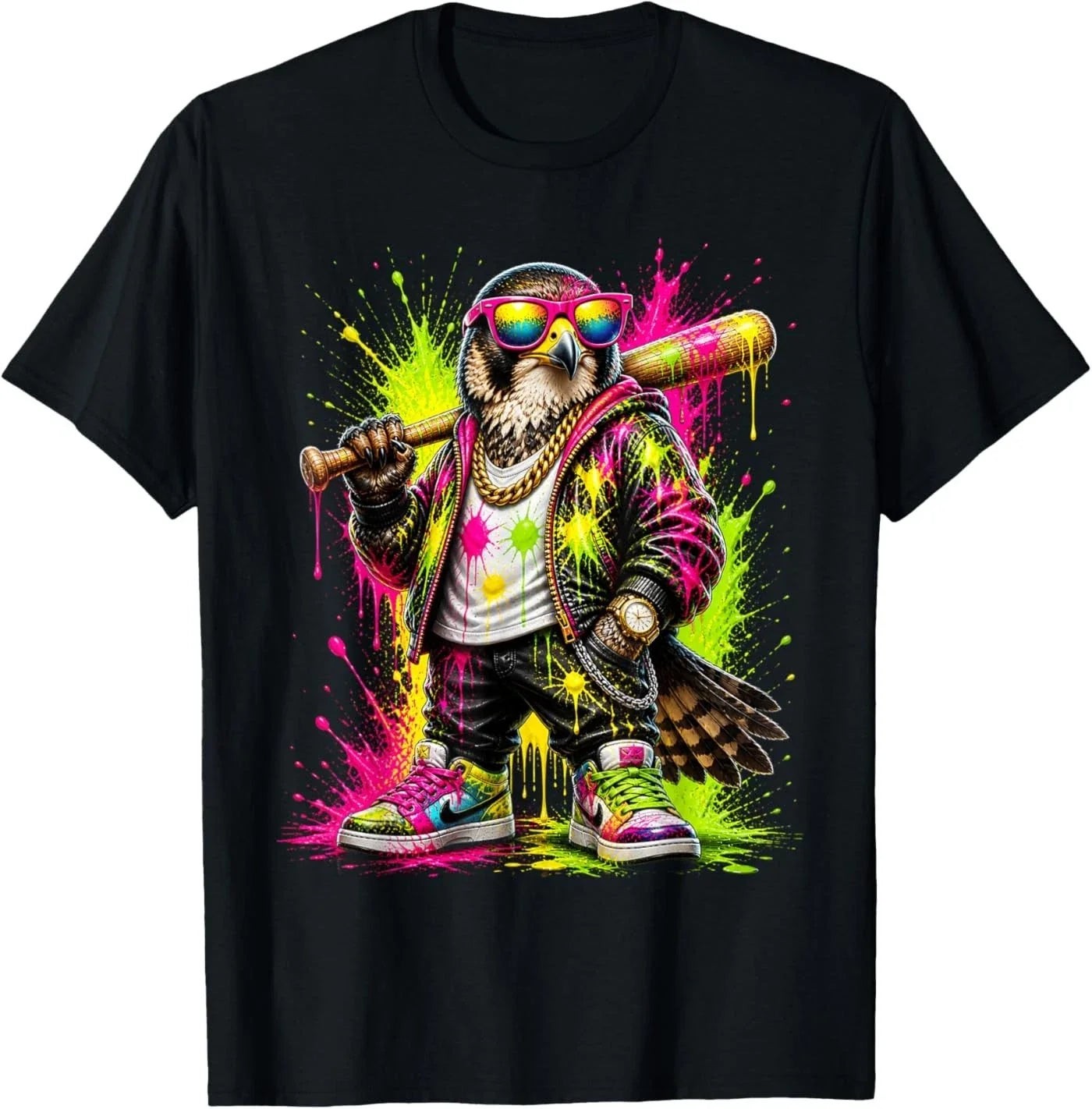 Falcon Baseball Drip Funny Animal Party Sport Cool Graphic Unisex , , , Long Sleeve Tee