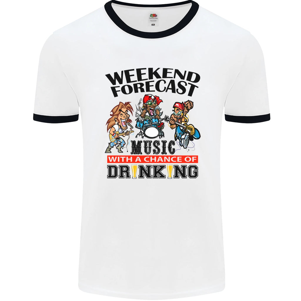 Music Weekend Forecast Alcohol Beer Mens Ringer T-Shirt