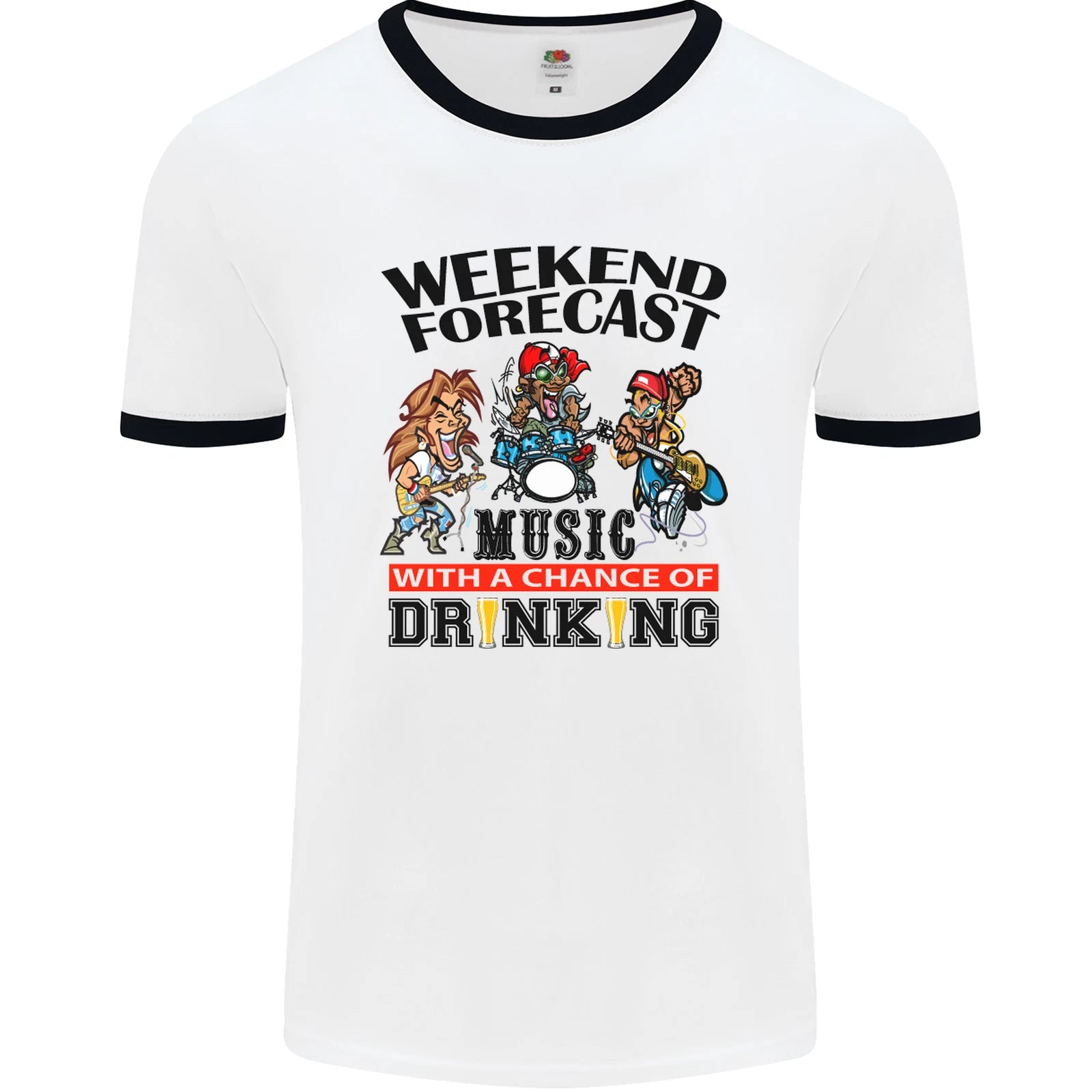 Music Weekend Forecast Alcohol Beer Mens Ringer T-Shirt