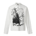 Men's Gothic Grim Reaper Henley Shirt Long Sleeve Streetwear Y2K Black White Unisex , , , Long Sleeve Tee