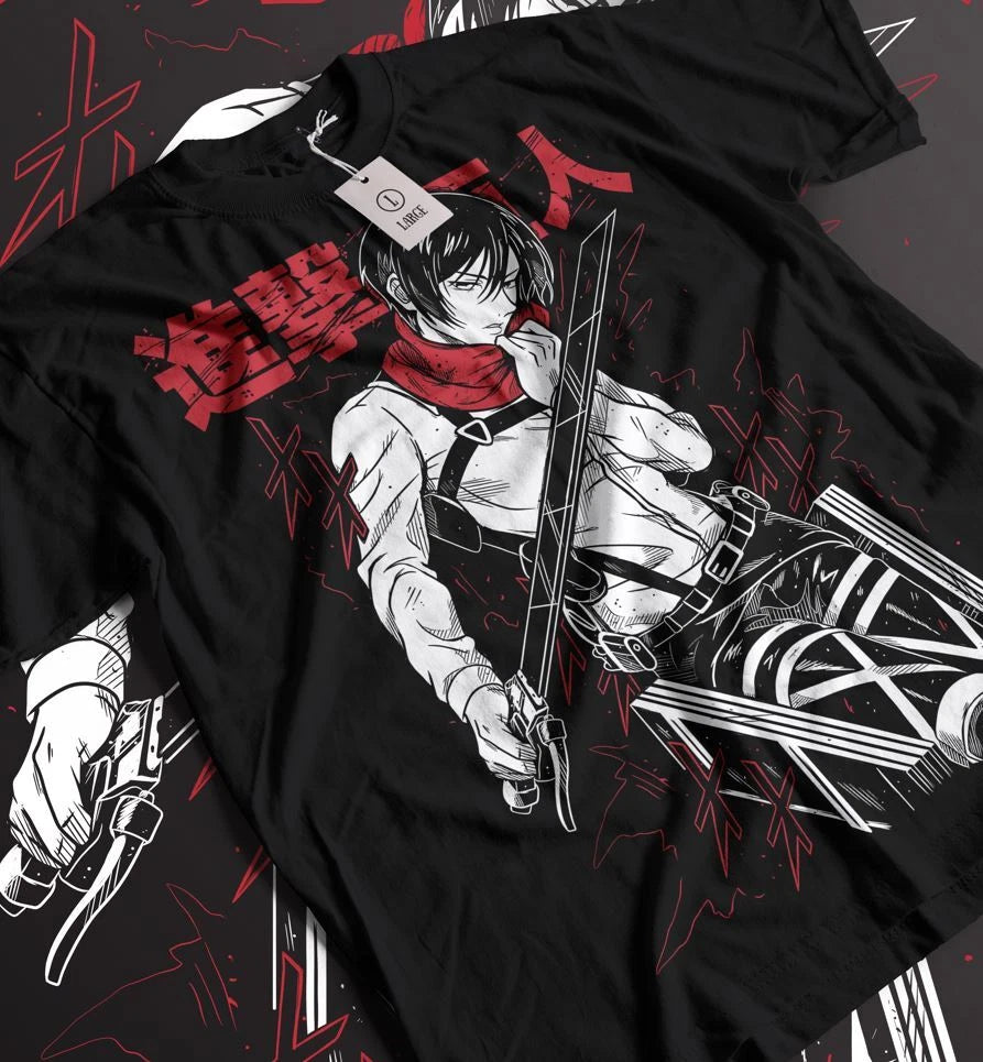 Mikasa T-shirt Attack on Titan Shirt Shingeki No Kyojin Anime AOT shirt All Size