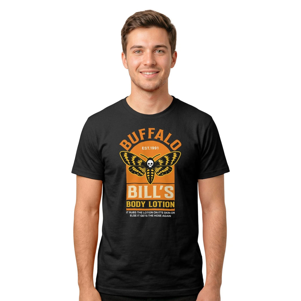Buffalo Bill’s Body Lotion T-Shirt Horror Movie Inspired Retro Moth Halloween