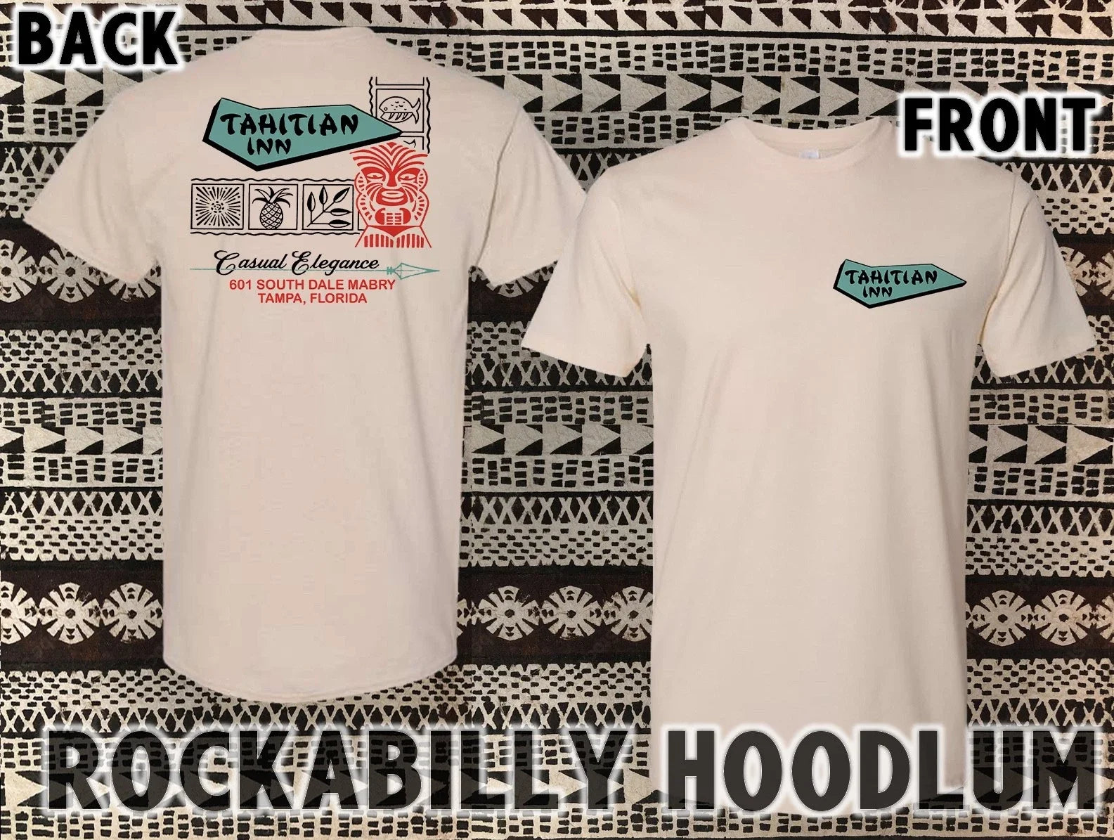 Retro Tiki Art Tee T Shirt Mug Restaurant Bar Lounge The Tahitian Inn Tampa FL Unisex , , , Long Sleeve Tee