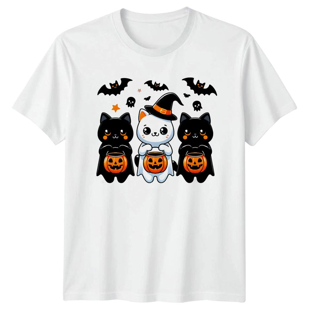 Kawaii Cats Trick Or Treat T-Shirt Spooky Cat Halloween Gift For Him And Her