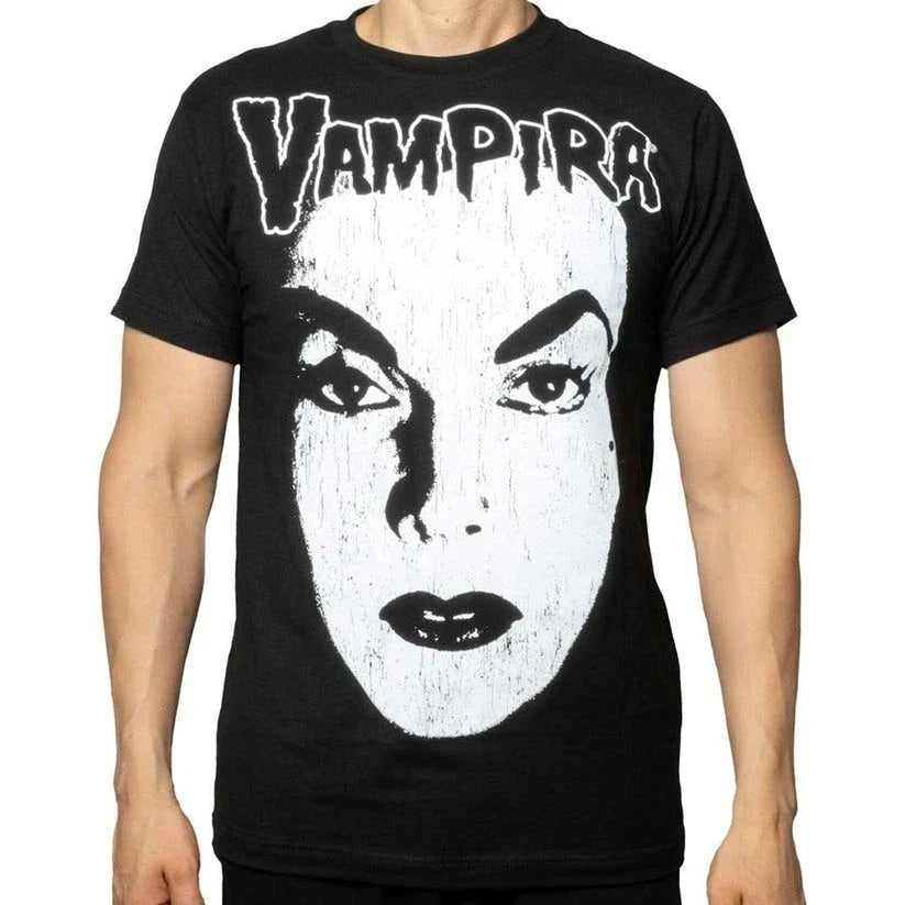 Kreepsville Vampira Fit Face Black White Gothic Horror Tee Shirt S-M-L-XL-2X-3X Unisex , , , Long Sleeve Tee