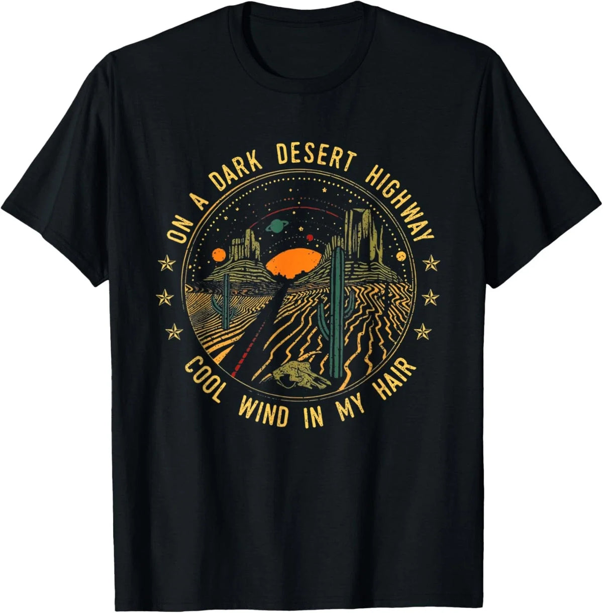 On A Dark Desert Highway Cool Wind In retro Unisex , , , Long Sleeve Tee