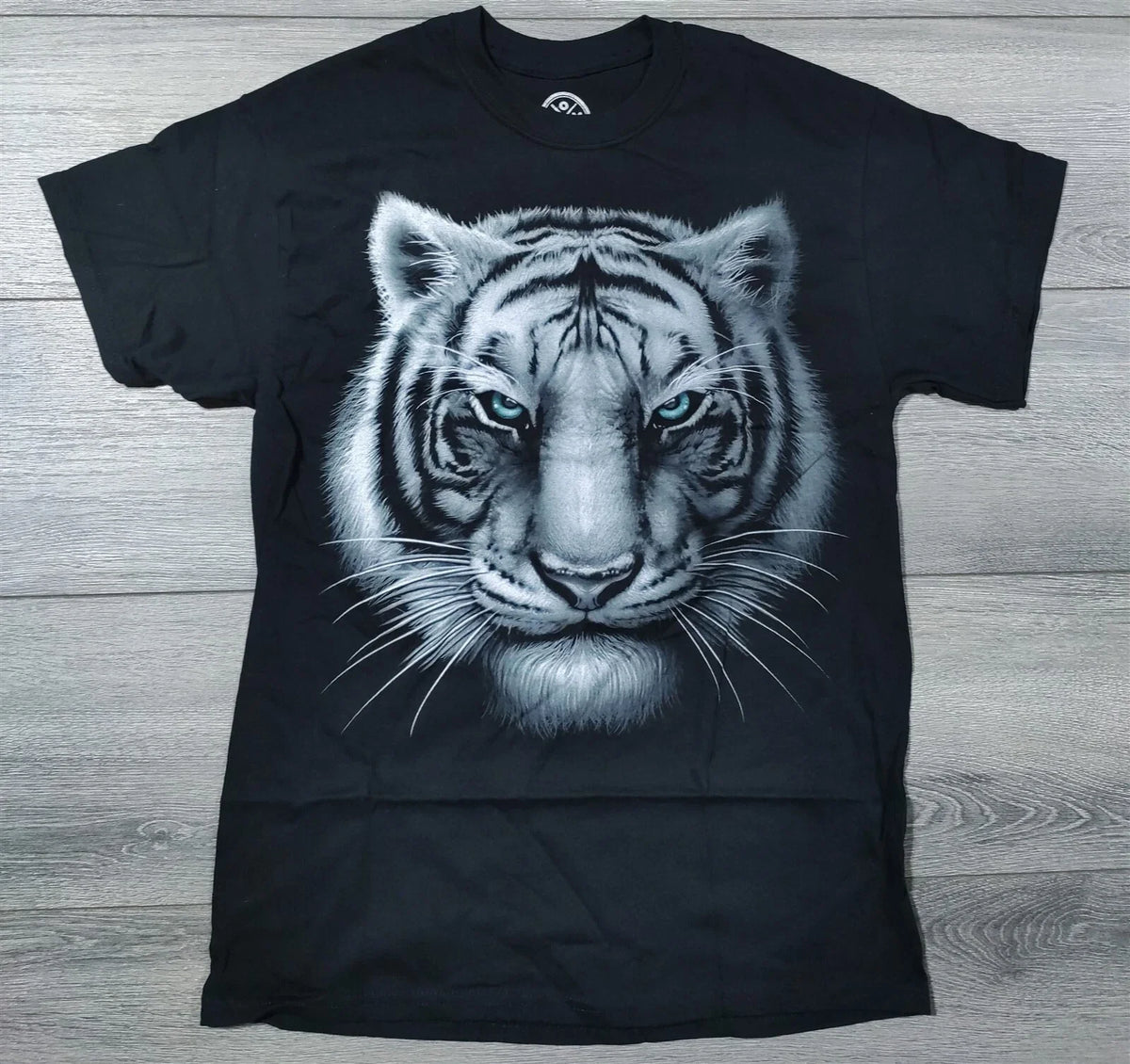 Tiger Shirt Adult Large Black Unique Art Style White Tiger Mens Unisex , , , Long Sleeve Tee