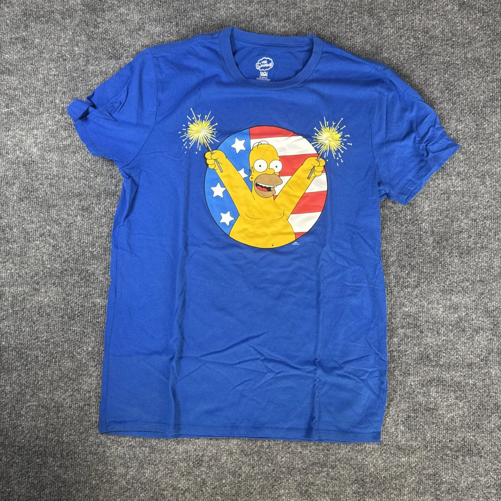 The Simpsons Homer 4th of July Flag and Sparkler T-shirt Size Medium Patriotic