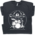 Drums T Shirt Vintage Set Cool Drummer Graphic Vitruvian Man Drumming Men Women Unisex , , , Long Sleeve Tee