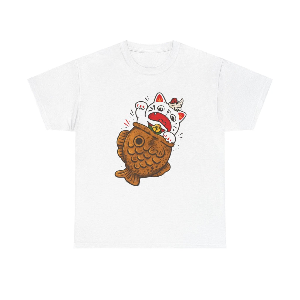 Cute Lucky Cat Taiyaki T Shirt Design Kawaii Japanese Anime Graphic Tee