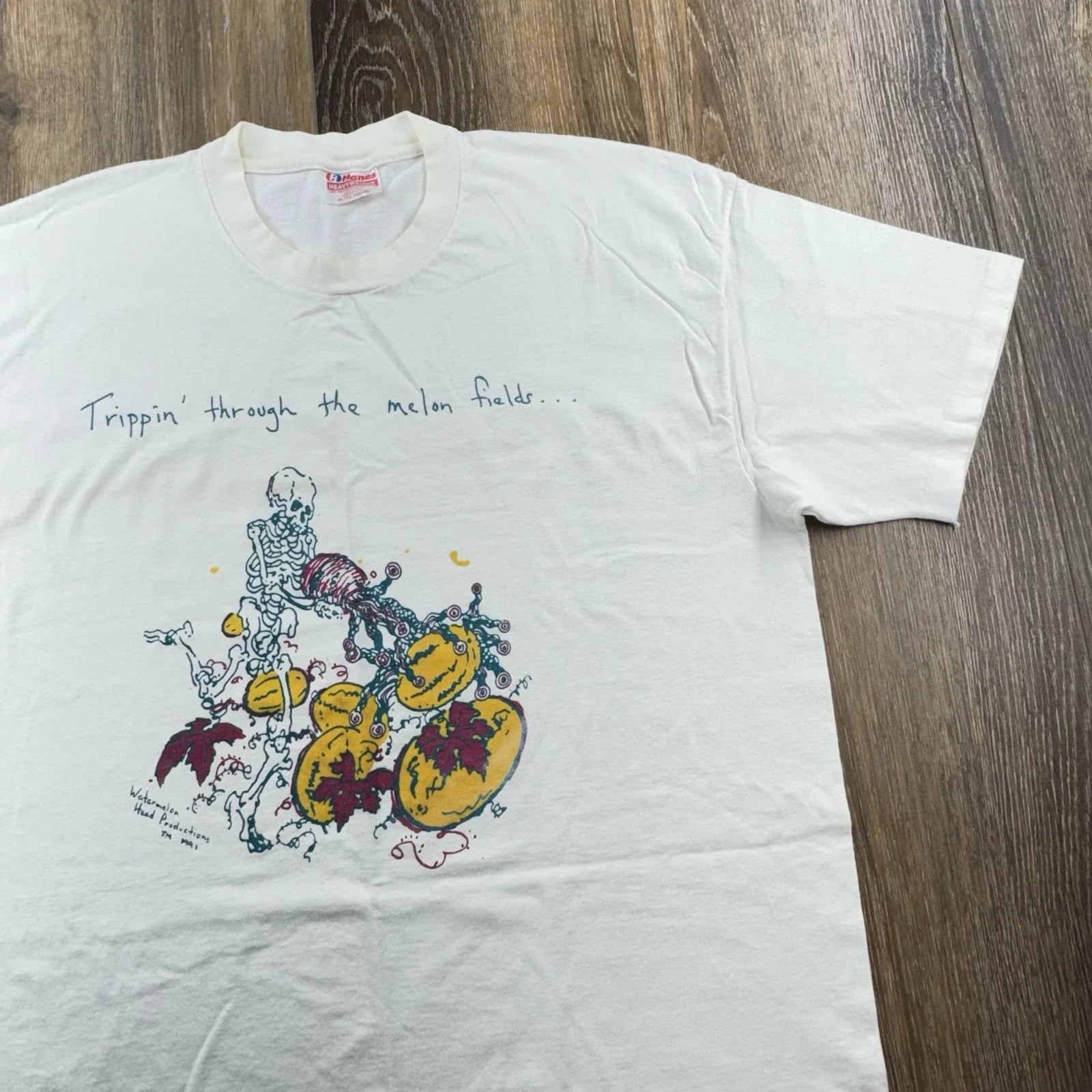 Vintage Grateful Dead Shirt Mens XL White Trippin Through The Melon Fields 1991 Unisex , , , Long Sleeve Tee