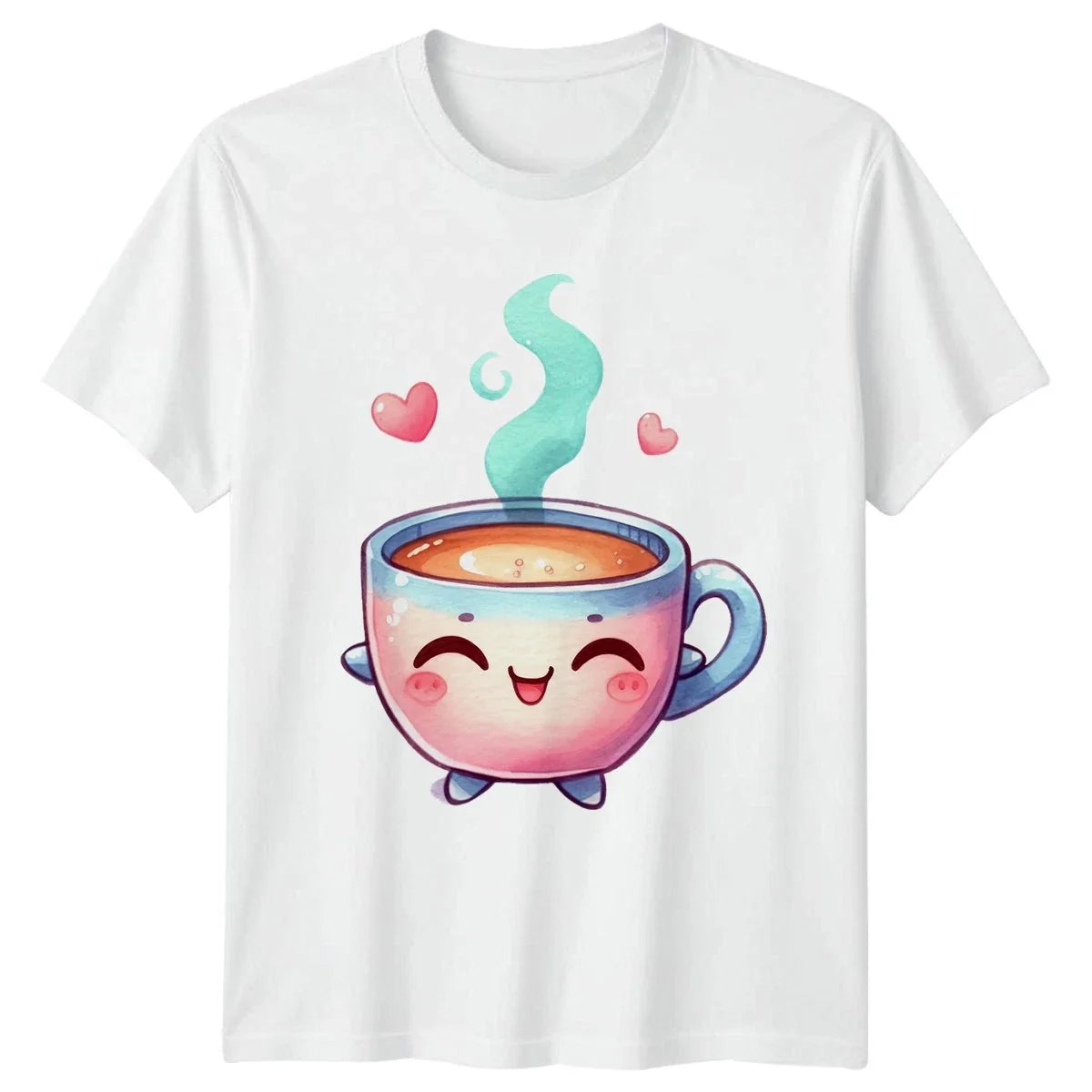Cute Happy Coffee Cup Design Kawaii Drink Coffee Lovers Gift Unisex , , , Long Sleeve Tee
