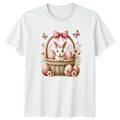 Cute Watercolor Bunny In Basket Womens Pastel Floral Easter Unisex , , , Long Sleeve Tee