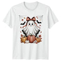 Cute Ghost With Bow Autumn Autumn Pumpkin Halloween Gift For Him And Her Unisex , , , Long Sleeve Tee