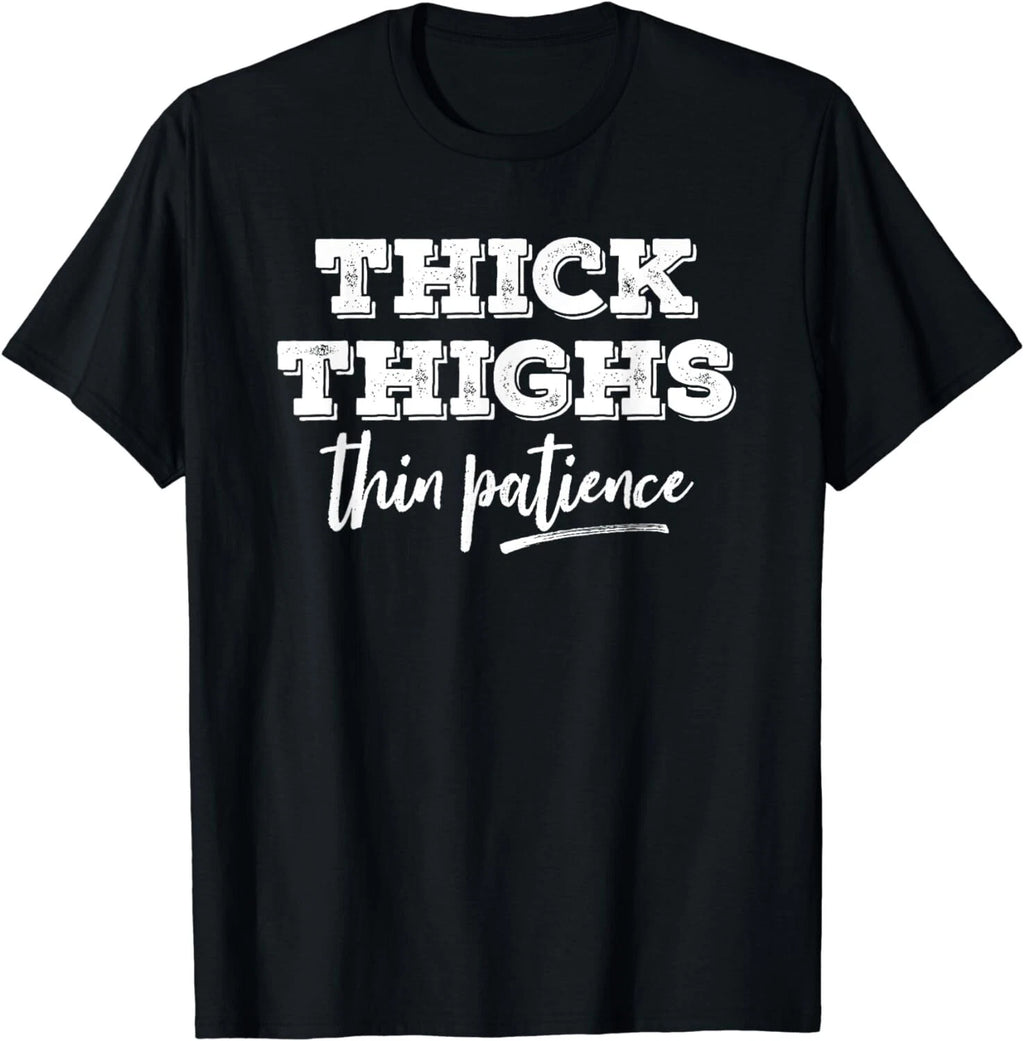 Fun Vintage Sarcastic Sayings Women's Black Short Sleeve T-Shirt: Thick Thighs