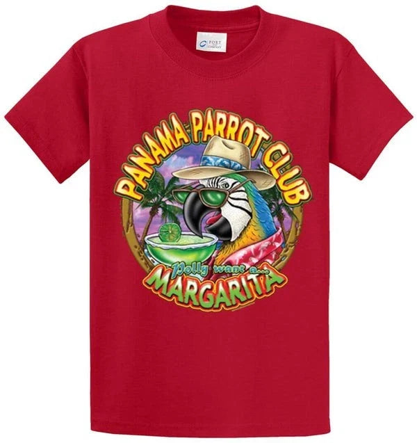 Panama Parrot Club Cotton Printed Tee Shirt Regular and Big and Tall Sizes Unisex , , , Long Sleeve Tee