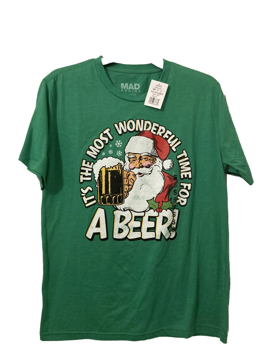 Santa Most Wonderful Time For A Beer Holiday Men’s T-Shirt Adult S