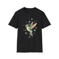 Hummingbird Watercolor Floral Nature Black Tee Aesthetic Print Unisex , , , Long Sleeve Tee