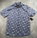 Creative Destruction Mens 100% Cotton Dino Print Shirt XL Blue Unisex , , , Long Sleeve Tee
