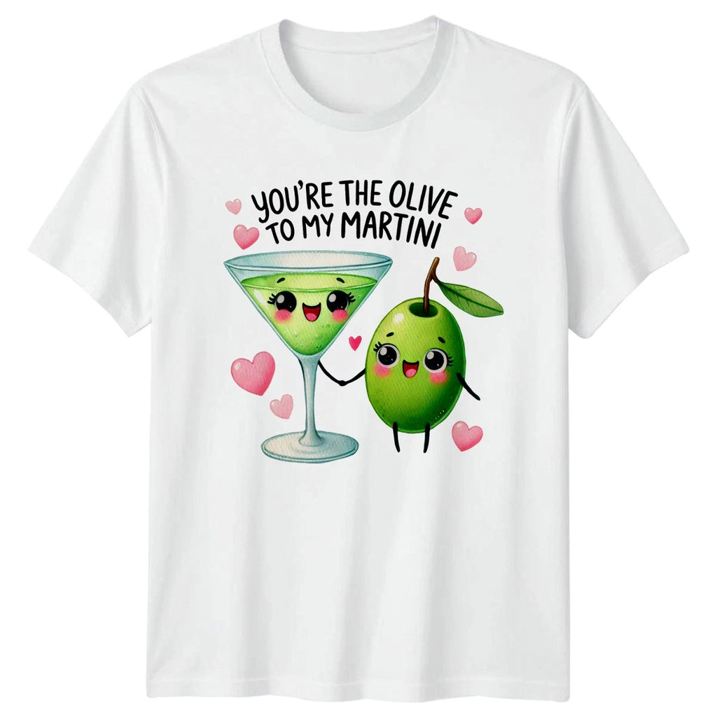 Martini Olive Cocktail Kawaii Graphic Tee Mens Womens Unisex Top