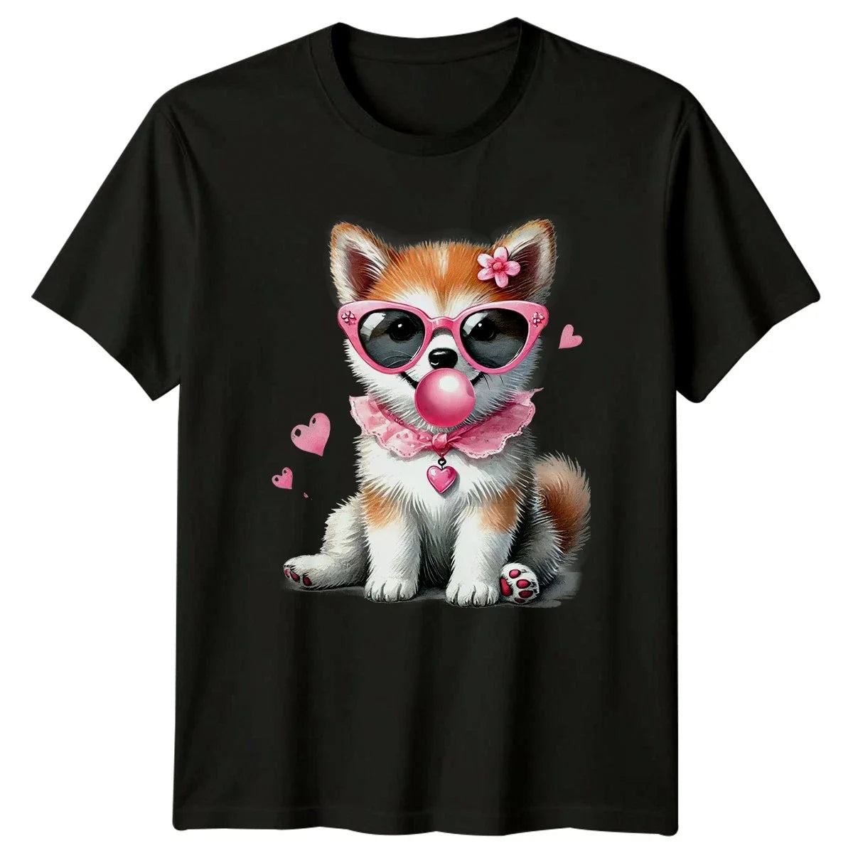Cute Puppy Dog Sunglasses Bubblegum Animals Dogs Mens Womens Tee Unisex , , , Long Sleeve Tee