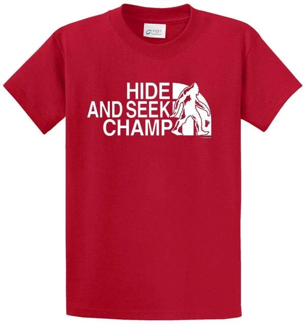 Hide And Seek Champ Cotton Printed Tee Shirt Regular and Big and Tall Sizes Unisex , , , Long Sleeve Tee