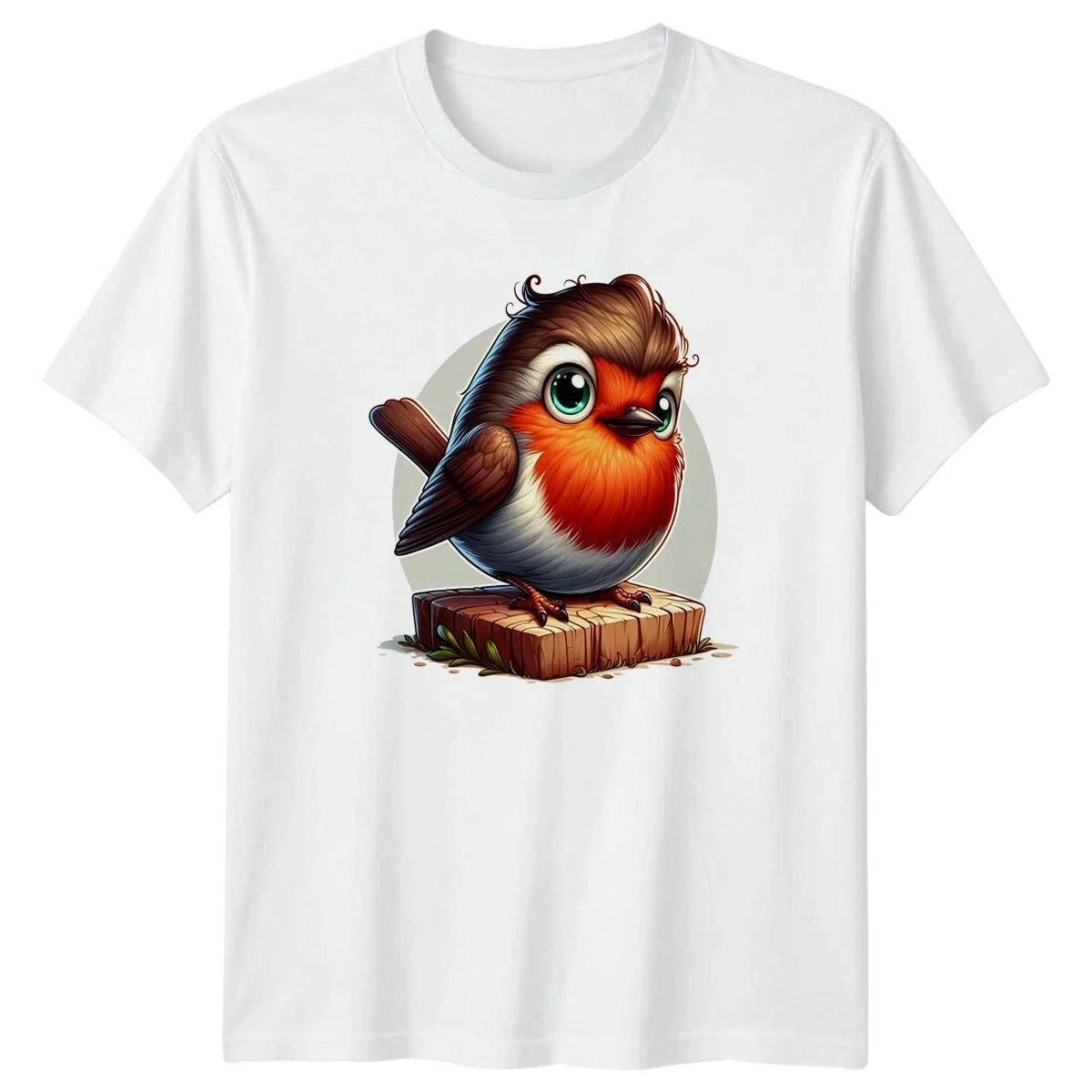 Adorable Fluffy Robin Bird Cute Animals Bird Birthday Gift Unisex , , , Long Sleeve Tee