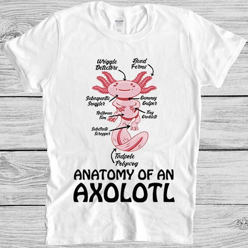 Anatomy Of An Axolotl Kawaii Mexican Fish Ocean Funny Gift Tee T Shirt M1003