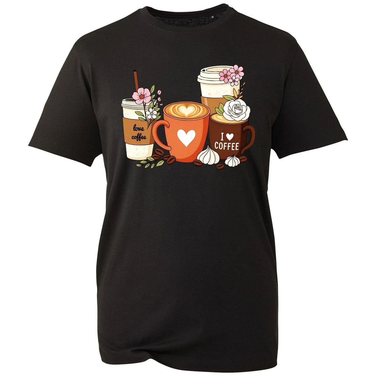 Coffee Lover T Shirt Womens White Floral Graphic Tee Cute Aesthetic Latte Gift Unisex , , , Long Sleeve Tee